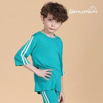 쿵푸베이비 초록 7부 인견 싱글 상하세트