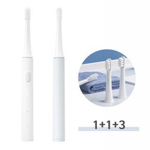 샤오미 미지아 음파 T100 전동 칫솔 + 칫솔모 3개 증정, 화이트+블루