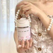 진주 체인 튤립 유리 물 컵 여름 주스 휴대용 마시는 높은 실리콘 붕소 내보온, 301-400ml_A01
