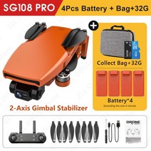 ZLL SG108PRO 2축 짐벌 카메라 드론 GPS 5G WIFI 4K SG108 미니 Quadrocopter 전문 브러시리스 모터 듀얼 캠 RC 드론, SG108Pro O 4B 32GB, 협동사