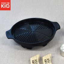 투머치 와이드 그릴팬 캠핑용그릴 삼겹살그릴 1~2인 코팅팬, 나무손잡이(단품)