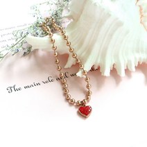 pkpj [무배]티타늄 레드하트 통통볼체인 팔찌