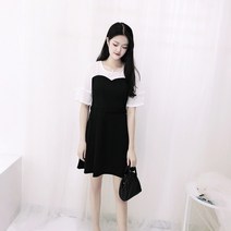나팔소매원피스 빅사이즈 여성의류 뚱뚱한 슬림핏 뱃살가리기 뚱뚱함 작은 키 쉬폰 여름 2748422351