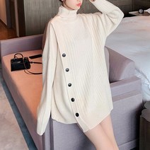 도오빠 여성 니트 티셔츠 긴팔 터틀넥 스웨터 풀오버 빅사이즈 목폴라 니트티 가을 겨울 프리사이즈 여자니트티