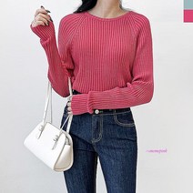 여자라운드니트 상의 여성 봄니트 티셔츠 골지cde533