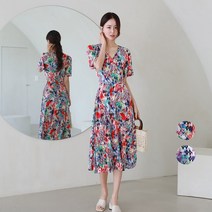 프롬코 여성 여름 수채화 휴양지 원피스 [자체제작 FRC59]