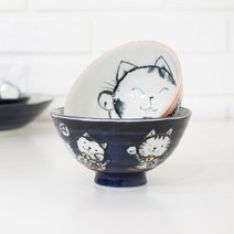나고미 도자기 어린이 캐릭터 식기세트 밥공기 국그릇 2P, 마네키네코