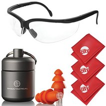 Titan Tactical Eyes + Ear Protection Kit w/ 29NRR Reusable Shooting Ear Plugs + Mil-Spec Clear Range, 1