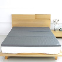 [100%국내생산] 침대 바닥 거실 매트 단단한 3단 접이식 토퍼 매트리스 5cm 베이직 그레이