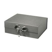 단단한 자석 닫힘 리본 장식 선물 포장 박스, 그레이