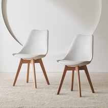 동서가구 이즈 웰리스 컬러 원목 식탁 의자 1+1 IFO256, 화이트2EA