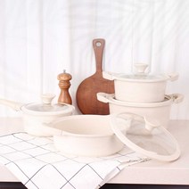 뉴메이슨 프리미엄 논스틱 냄비 4종세트, 편수18cm,양수20cm,양수24cm,전골24cm, 아이보리