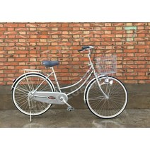 일본자전거 클래식자전거 출퇴근 가와사키 자전거 복고풍, 내부 3단 속도, 26인치, 은백색 센서등