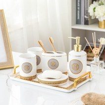 고급 도자기 욕실디스펜서 유럽식 욕실 세면 도구 세트 세라믹 6 피스 세트, 욕실4종세트(칫솔꽂이)단품