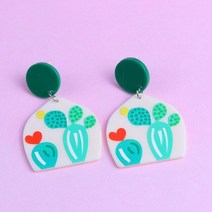 리본 귀걸이 14k 매듭 링 여자 아크릴 프린트 무지개 꽃 버섯 구름 귀고리 심플한 패션 맞춤형