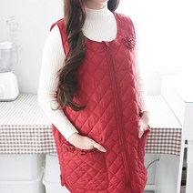 다이아패딩(지퍼형) 앞치마, 레드