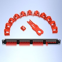 컴퓨터 PC ZoeRax RJ45 포트 잠금 장치 1 키 이더넷 허브 여성 방진 커버 캡 보호대 데스크탑 라우터와, 01 Red_01 12PCS