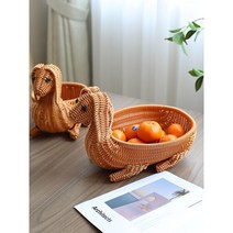 라탄 소품 인테리어 동물 모형 왕골 바구니 바스켓 실내 실외 다용도 랙 수납 선반, A