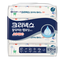 크리넥스 잘닦이는 엠보싱 점보 물티슈 캡형, 70매, 8팩