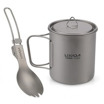 명품수저세트 티타늄 부부 수저세트 lixada 조리기구 세트 컵 조리기구 차 커피 물, 350ml 및 650ml