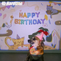 하드라인 강아지 고양이 생일빔 미니빔 포토존 인생샷 생일파티 파티용품 반려동물 빔프로젝터 배경, 울냥이생일, 선택없음, 턱받이(블루)