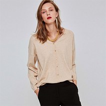 딘스 DEANS Y-NECK STUD KNIT CARDIGAN_BEIGE (1953646)