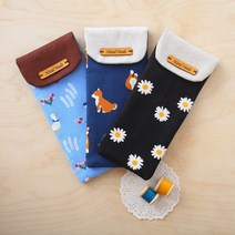 [DIY키트 패키지] 필통만들기 가죽라벨 필통 동물필통3 디자인선택 빈티지원단 블루숲속세상, 수국아이보리