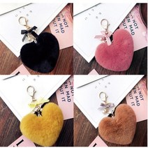 (무배)하트 털뭉치 키링 털방울 퍼 하트키링 열쇠고리 키링