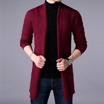 Prosekor 남성용 롱 니트 코트 봄 가을 니트 아우터 오픈숄 롱 가디건