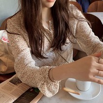 2컬러 화사한 잔꽃패턴 쉬폰 블라우스