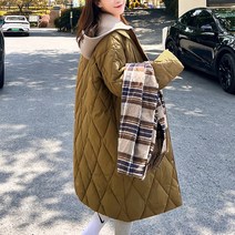 넷투넷코리아 여성 패딩 빅사이즈 루즈핏 롱 하프 누빔 후드 자켓