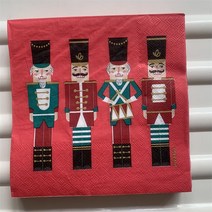 귀여운 빈티지 테이블 냅킨 종이 33x33cm 레드 프린트 호두 까기 인형 데쿠 파주 웨딩 생일 파티 데코레이션 20