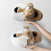 털슬리퍼 겨울슬리퍼 커플 거실화 방한 사무실 기모 귀여운 실내 고양이 미끄럼 방지 모피, 36-37 사이즈(35-36 사이즈 적합), 슈나우저 카키색