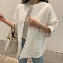 케이에비뉴 라운드넥 린넨 자켓