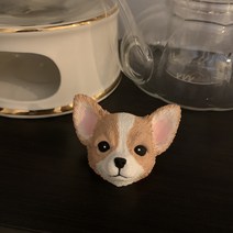 치와와 강아지 석고방향제+리필오일 5ml 차량용방향제 인테리어소품 답례품 선물, 코튼블라썸, 베이지