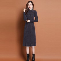 Momolatti 반폴라 뉴똥 슬림 골지 기모 니트원피스