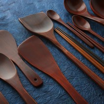 옻칠 항균 조리 도구 모음 13종 국자 뒤지개 주걱 젓가락 티스푼 튀김 외, 1개, 12 옻칠 젓가락 5P/철목