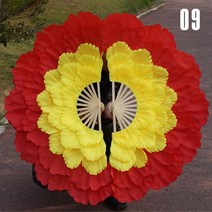 대형 하프 접이식 댄스 팬 양면 모란 꽃 핸드 스퀘어 클럽 공연 소품 92cm 너슬 부채, [02] For left hand, 09
