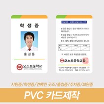 학생증제작 사원증제작 PVC카드 신분증 자격증 출입증 방문증 주문인쇄, 양면 100~199장, 있음