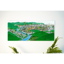 전주한옥풍경 일러스트 투명알루미늄 액자 전주한옥마을고급기념액자