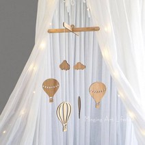모빌 방 아이방 천장 꾸미기 DIY 북유럽 가을 인테리어 자연물 아라, [원목색] 우드열기구 풍경걸이