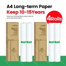 레이저프린터 peripage a40 열전 사 프린터와 호환되는 열전 사 a4 용지 접기, 10-15y 종이 4롤