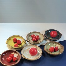 핸드메이드 도자기 손잡이 찬기 앞접시 반찬그릇 진달래 미니, 화이트