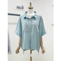 여성 심플 밑단 스트링 투포켓 셔츠 블라우스 KT310
