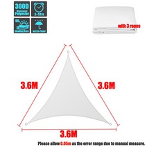 일반 삼각형 그늘 화이트 300D 8 크기 방수 폴리 에스터 가든 가제보 파라솔 저가형 원두막 홍보 천막 리조트 대형 야외용 발코니 가림막 이동식 태양 야외 태양 보호소 정원, 3.6x3.6x3.6m