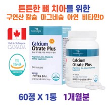 한달분 캐나다산 구연산칼슘 60정 식약처인증 마그네슘 아연 튼튼한뼈 치아 가족영양제