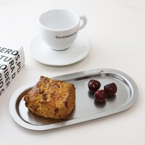 [리본제이]포스코 생산 스텐 무광 타원접시 24cm 트레이 플레이트, 스텐 타원접시_24cm