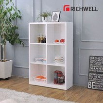 리치웰 하이그로시 화인 3단6칸 책장, 색상:화이트
