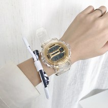 여학생손목시계 투명 유행 유니콘 전기 서브너시계 고등학교 하라쥬크 무드 ULZZANG 디지털 식 알람시계 2298611119, 토호 금반 (스윗 케이스 _끈팔찌 )