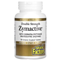 내추럴 팩터스 더블 스트렝스 Zymactive 장용 소화효소 보충제 코팅 30정, 90 Count